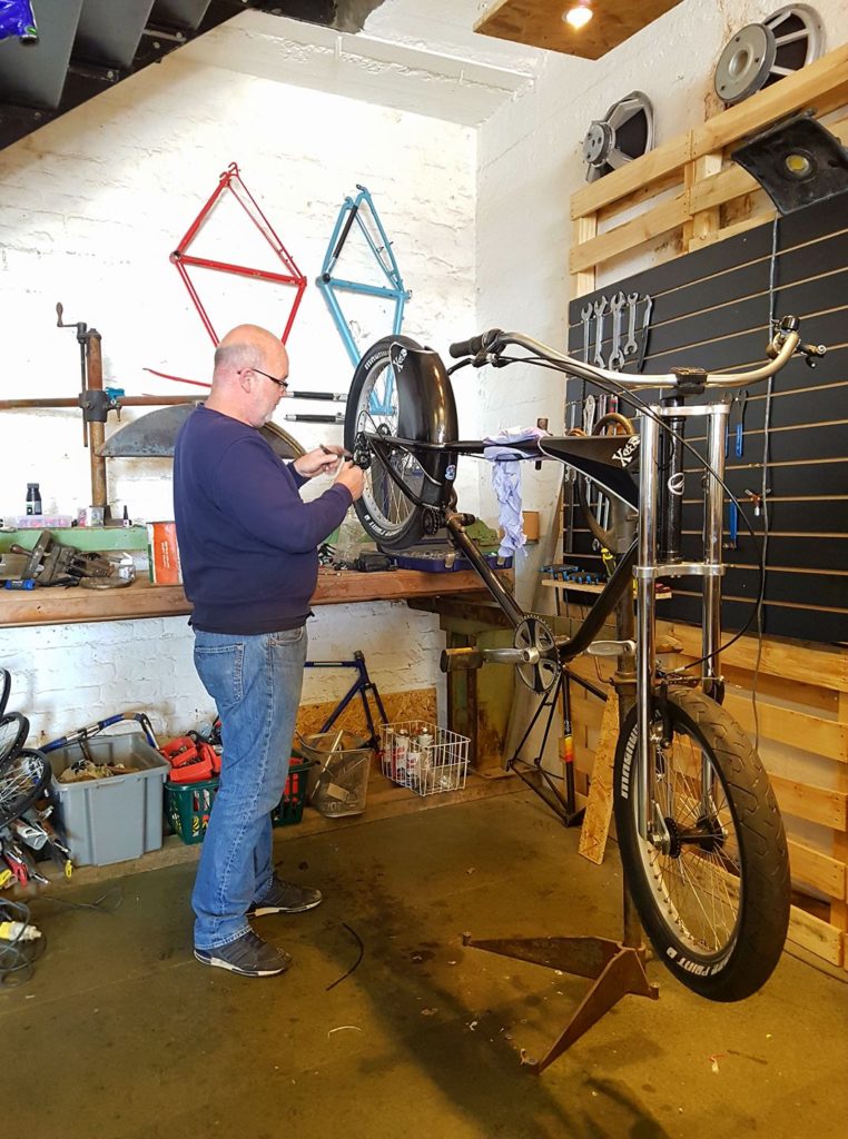 A Giant Bicycles cruiser being rebuilt by Toby